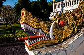 Luang Prabang, Laos  - The Haw Pha Bang the Royal or Palace Chapel, the naga is a significant architectural and sculptural ornament in Buddhist temples.
